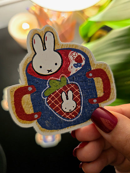 Miffy bunny mug kawaii matte vinyl sticker with strawberry design